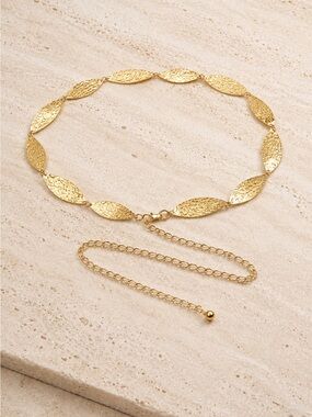 49 inch Textured Gold Leaf Chain Belt
